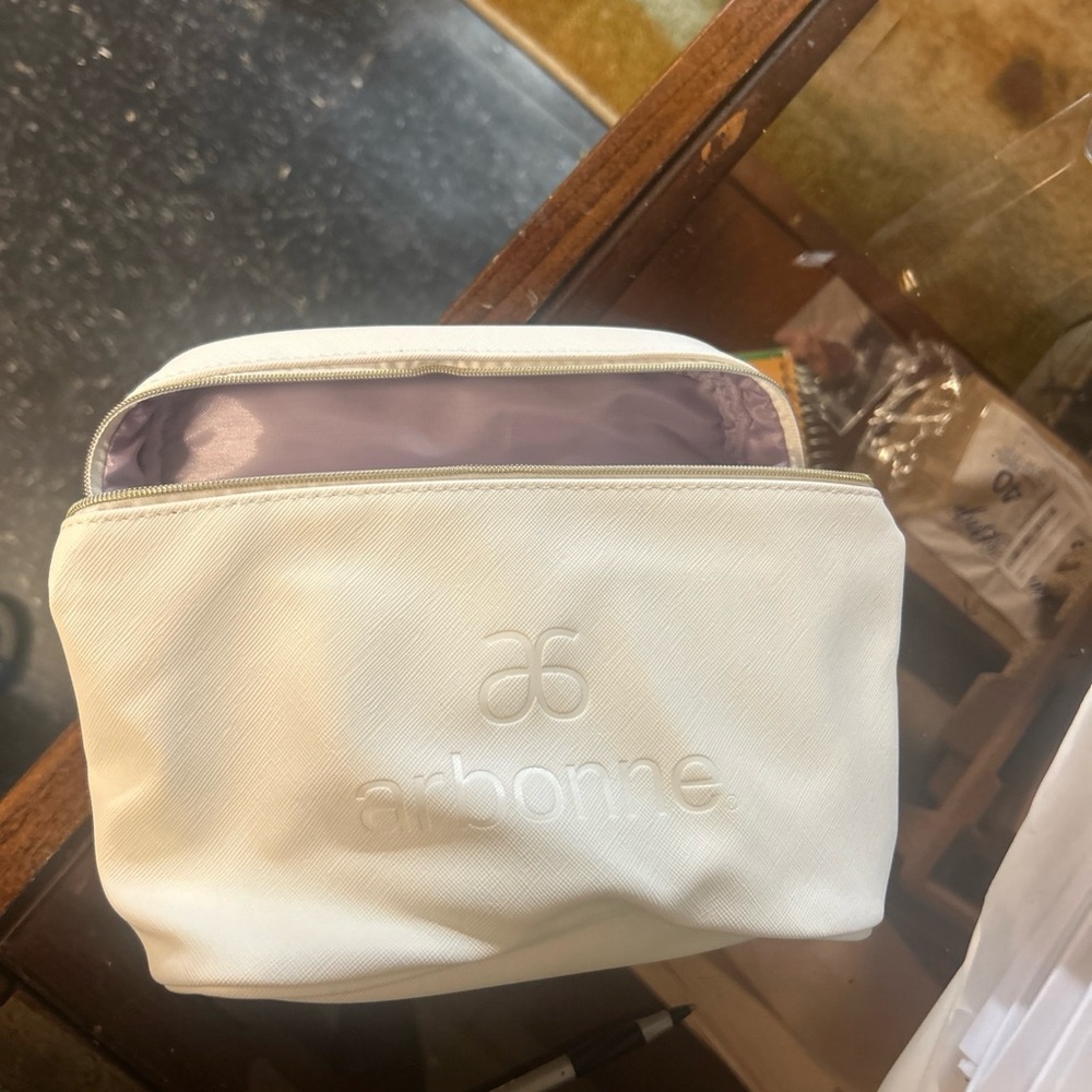 Arbonne Ivory and Lavender Cosmetic Case